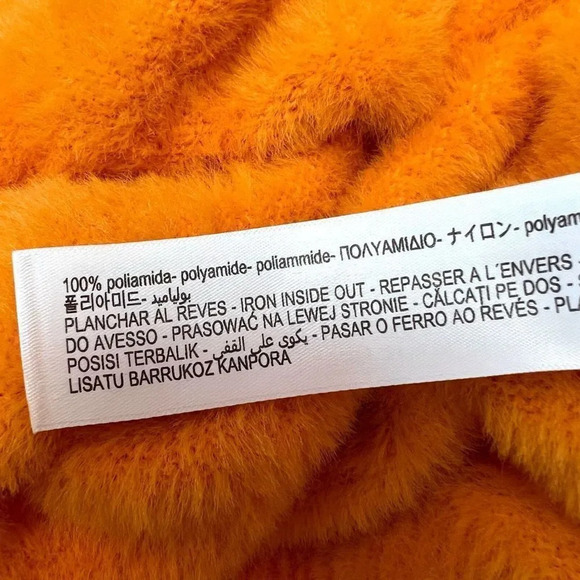 Massimo Dutti Women's Orange V-Neck Long Sleeve Pullover Faux Fur Sweater Small - Picture 7 of 8